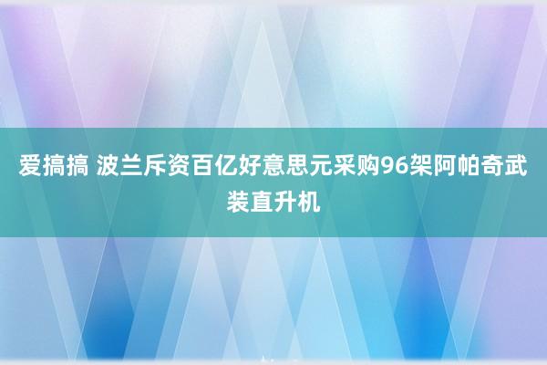 爱搞搞 波兰斥资百亿好意思元采购96架阿帕奇武装直升机