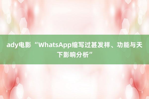 ady电影 “WhatsApp缩写过甚发祥、功能与天下影响分析”