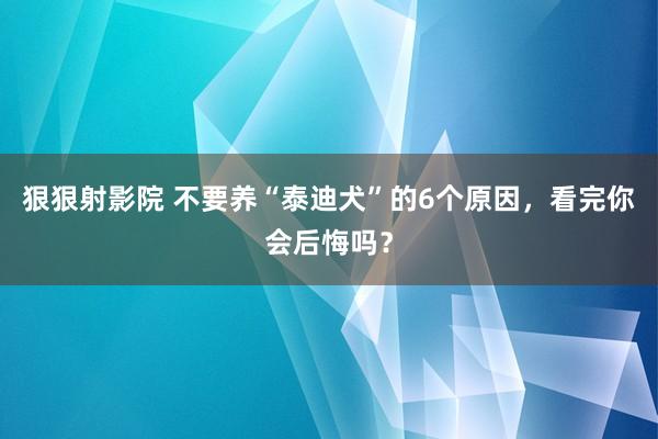 狠狠射影院 不要养“泰迪犬”的6个原因，看完你会后悔吗？