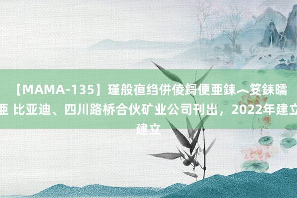 【MAMA-135】瑾般亱绉併倰鎶便亜銇︿笅銇曘亜 比亚迪、四川路桥合伙矿业公司刊出，2022年建立